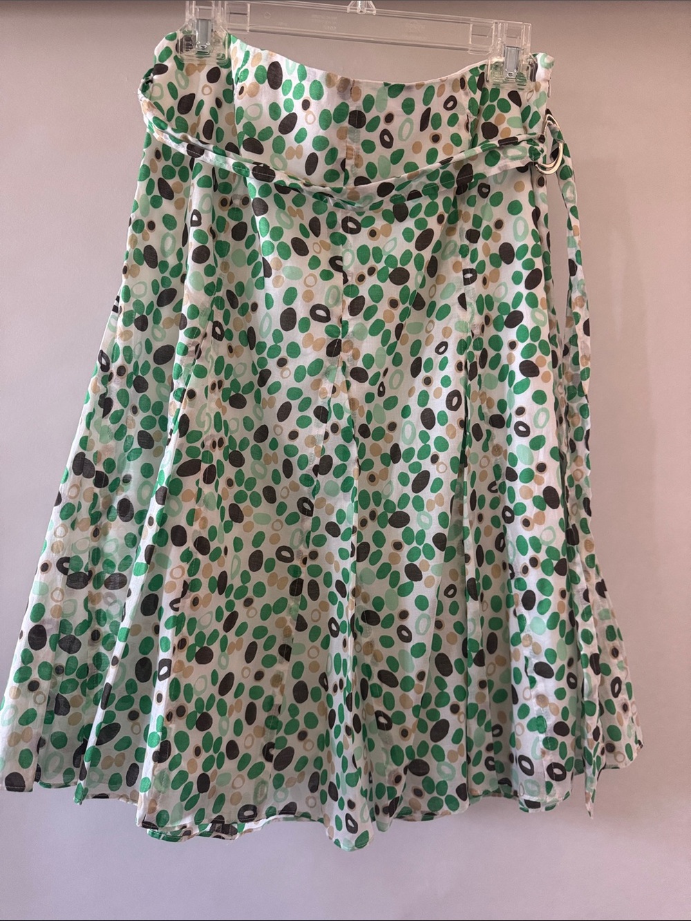 Josephine Light Green 100% Cotton Polka Dot A-Line Skirt Y2K